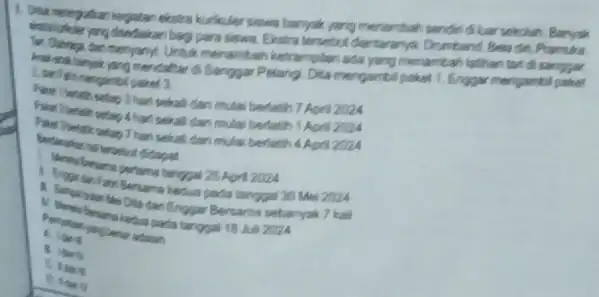 kurkuler siswa banyak yang sendin dibar sekolan. Banyak para siswa. Ekstra tersebut dertaranyik Drimband Beta dat Pramuka menambah ketramplan ada yang menambah lathan tand