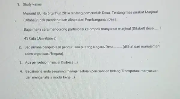 Menurut UU No 6 tanhun 2014 tentang pemerintah Desa Tentang masyarakat Marjinal (Difabel) tidak mendapatkan Akses dari Pembangunan Desa. Bagaimana cara mendorong partisipas kelompok