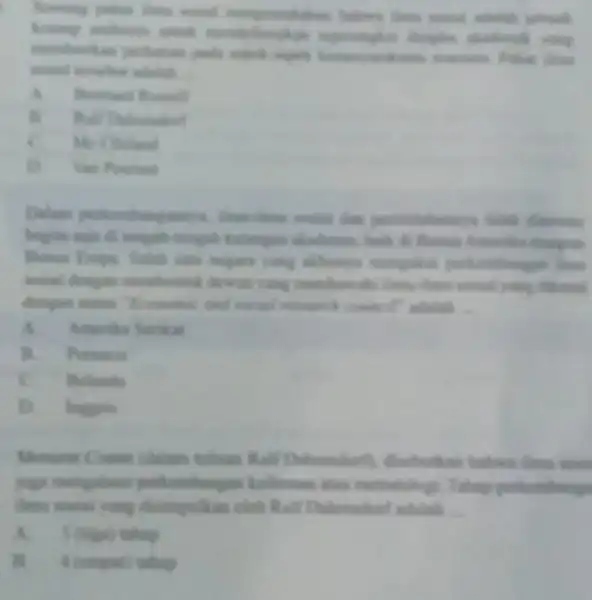 Naming police does and x is c n discoving strusguare filemail __ A li Personan c Behands D perkembanga Dabrenket adalah __ A. 4