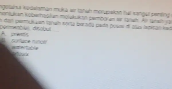 ngalahui kedalaman muka air tanah merupakan hal sangal pening hentukan keberhasilan melakukan pembora air lanah. Air tarah ya h dari permukaan tanah sarta berada