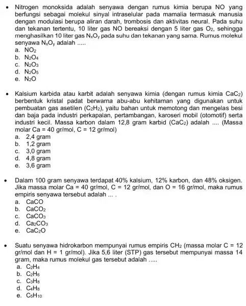 Nitrogen monoksida adalah senyawa dengan rumus kimia NO yang berfungsi sebagai molekul sinyal intraselular pada mamalia termasuk manusia dengan berupa aliran darah trombosis dan