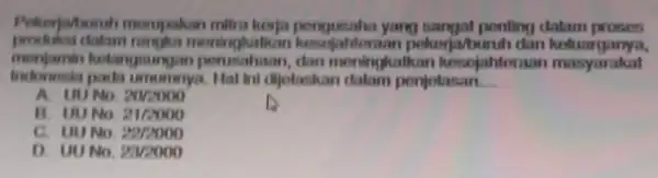 Pekerjahsarah merupakan mitra kesja pengusaha yang sangat penting diatam proses moningluatkan kesejahteraan polurja/buruh dian menjamin ketanggungar perusahaan, dan moningkalkan kesojahtoraan masyarakat ini dijelaskan datam