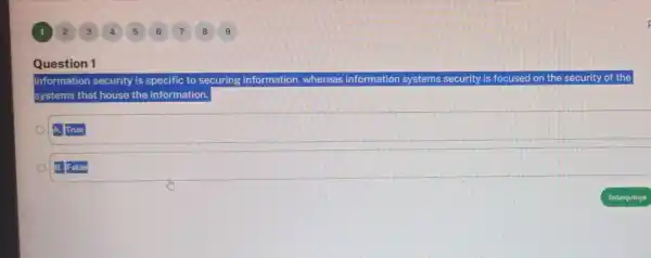 Question 1 Information security is specific to securing information, whereas it information security is focus ed on the security of the systems that house