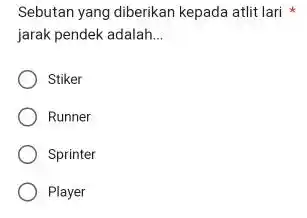 Sebutan yang diberikan kepada atlit lari jarak pendek adalah __ Stiker Runner Sprinter Player