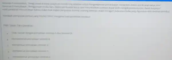 Seniman A menyatak n. Penguasaan konsep yang kuat mendorong senimar untuk mengeskploras pemanfaatan media bar dalam pembuatan karya seni Seriman B menyatakan Penggunaan media