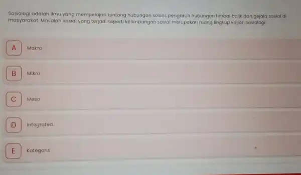 Sosiologi adalah ilmu yang mempelajari tentang sosial, pengaruh hubungan timbal balik dan gejala sosial di masyarakat Masalah sosial yang terjadi seperti ketimpangan sosial merupakan