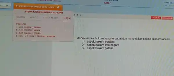 square PETUN JUK MENJAWAB SOAL UJIAN PETUNJUK MENJAWAB SOAL UJIAN URAIA N A BCD SEBAB AKIB AT 1) 2) 3) PILIHLAH A. JIKA 1)