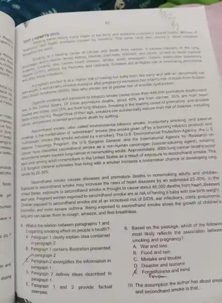 TEXT A SRMPTN 2015) Smoking health problems careed by smoking The same case also occurs in other countries arms nearly every organ of the