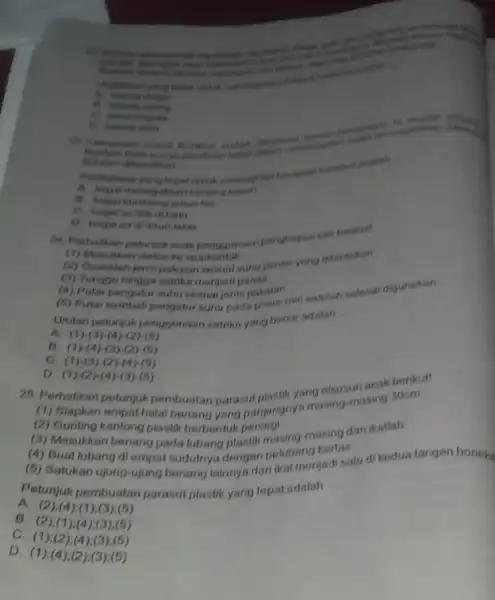 yang __ Banton coursel C. beser kepata __ astatistic __ B. begal kumbang putus tall triefus daun tatis 24. Perhatikan peturjuk neak He stopkontak......