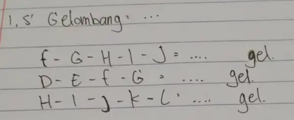 1, s' Gelombang: ... [ f-G-H-1-J=ldots . ( gel. ) D-E-f-G=ldots . ( gel. ) H-1-J-k-L=ldots ( gel. ) ]