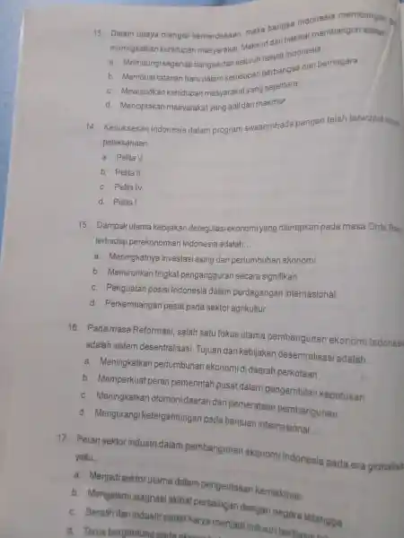 13. Dalam upaya me ngisi kemerdek on maka bangsa indor esia membangun d mening katkankeh idupar masyaraka t. Maks uddar a. Melind ngi segenar