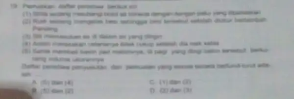 19. Perhatikan dathar perstiwe berikut init (1) Sinta seciang makuhang besi sehingga besi tersebut seledah duku bertambah Parsang (3) two memanchan yang dingin mak