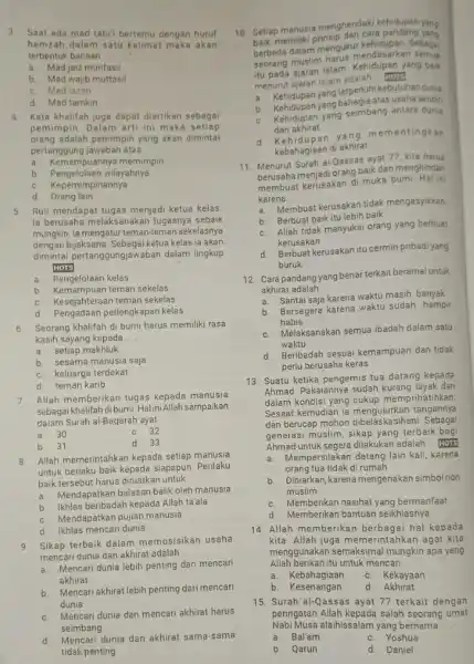 3 Saat ada mad tabil bertemu dengan huruf hamzah dalam satu kalimat maka akan terbentuk bacaan __ a. Mad jaiz munfasil b. Mad wajb