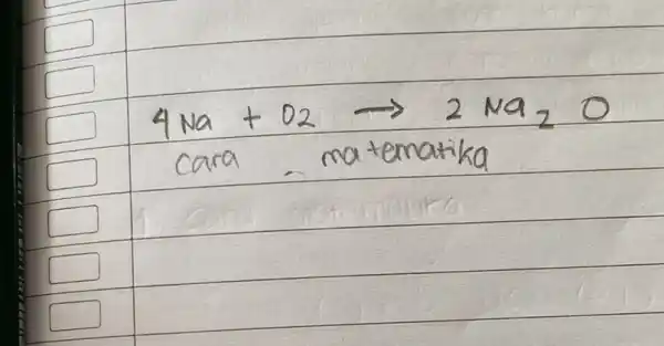 (4 mathrm(Na)+mathrm(O)_(2) arrow 2 mathrm(Na)_(2) mathrm(O))/( ( cara matematika ))