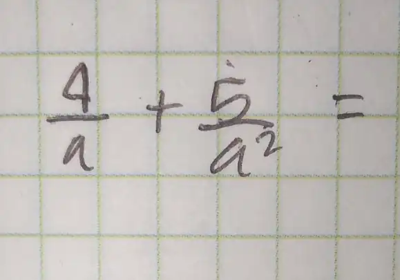 (4)/(a)+(5)/(a)= square square square