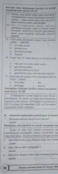 Bacalah teks eksplanas:berikut ini wrtuk menjawab soal nomor 15-17 (1) Gerpe yang teriad dalum pendi bumi skan mengakbekan munculinya tekana ke arah vertikal desar