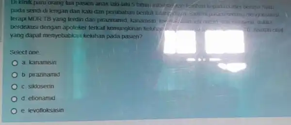 Di klinik paru orang tua pasien anak laki-laki 5 tahun infornasikan katihan kepada d other berupa Nyen pada sendi di lengan dan kaki dan