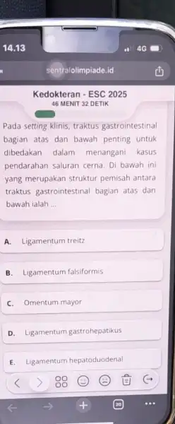 Kedokteran - ESC 2025 46 MENIT 32 DETIK Pada setting klinis, traktus gastrointestinal bagian atas dan bawah penting untuk dibedakan dalam menangani kasus pendarahan