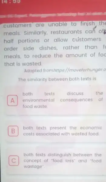 là customers are unable to finish the meals. Similarly restaurants can of half portions or allow customers order side dishes rather than f meals,