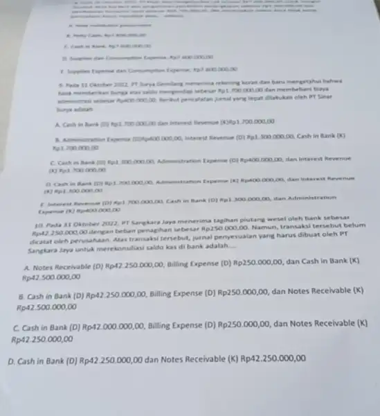 matteries months cute He is it sensence hy? non oon on Comumption Expense x_(2)?80000000 2522. PT Surya Genilant menerina rekening keran dan baru mengetahul