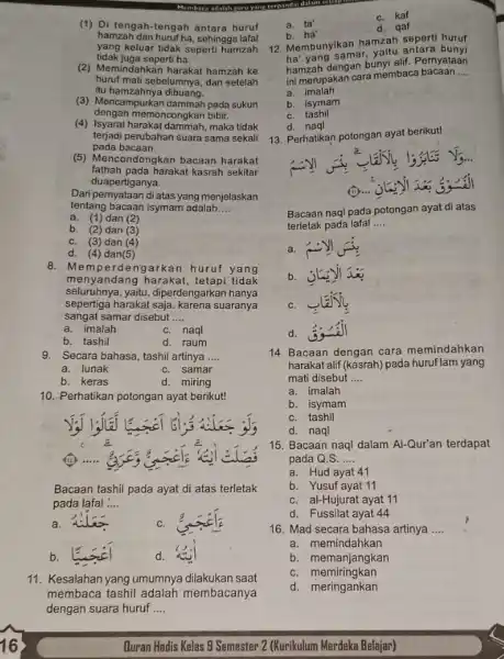 Membika adalah punyang terpendidikan relati (1) Di tengah-tengah antara huruf hamzah dan hurufha, sehingga lafal yang keluar tidak seperti hamzah tidak juga seperti ha.