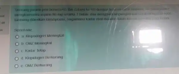 red 100 Seorang pasien pria berusia 65 thn datang ke RS dengan keyahan tryen lambung deretahui pasien mengkonsumsi aspirin 80 mg selama 3 bulan