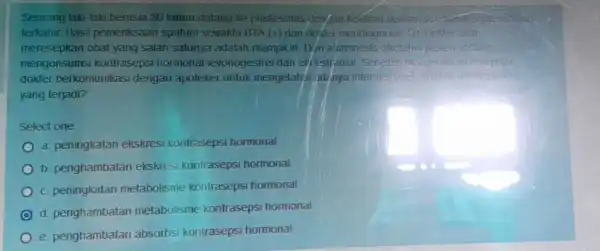 Seorang laki-lald berusia 30 tahun datang ke puskesmas Mendan keanan denam di lerkahir. Hasil pemeriksaan sputun sewaktu BTA (+) dan dolder mendiagnosis meresepkan obat