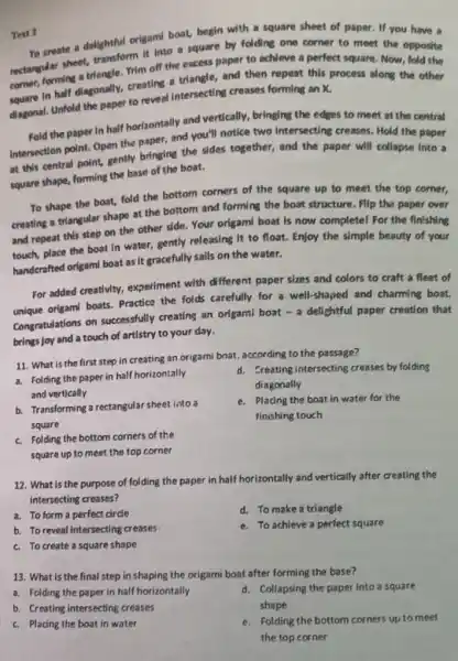 Text ? To create a delightful origami boat, begin with a square sheet of paper. If you have a rectangular sheet, fransformin into a