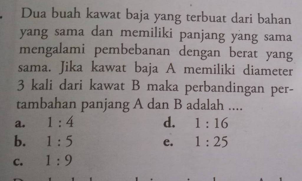 Dua Buah Kawat Baja Yang Terbuat Dari Bahan Yang Sama Dan Memiliki ...