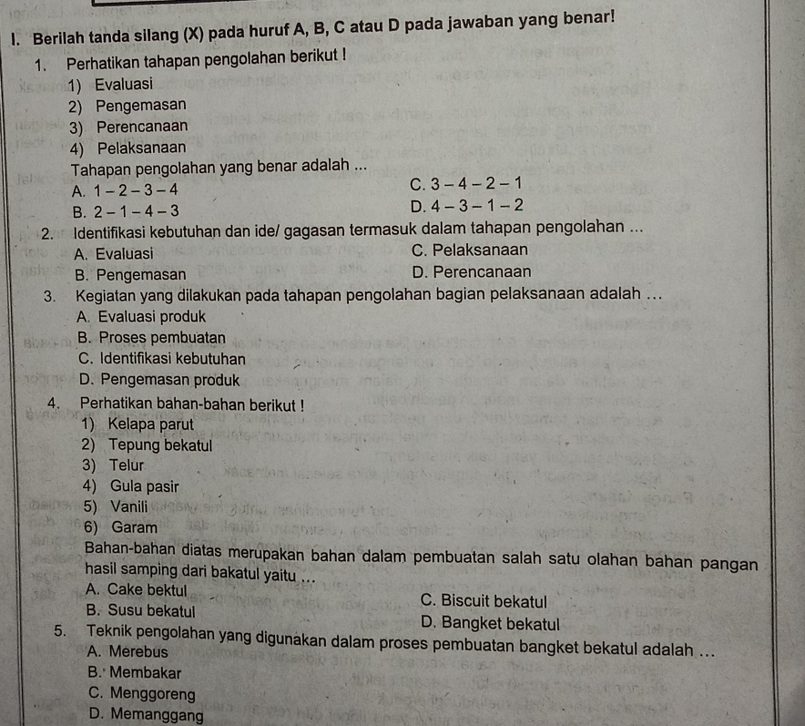 Berilah Tanda Silang (x) Pada Huruf A,b,c Atau D Pada Jawaban Yang ...