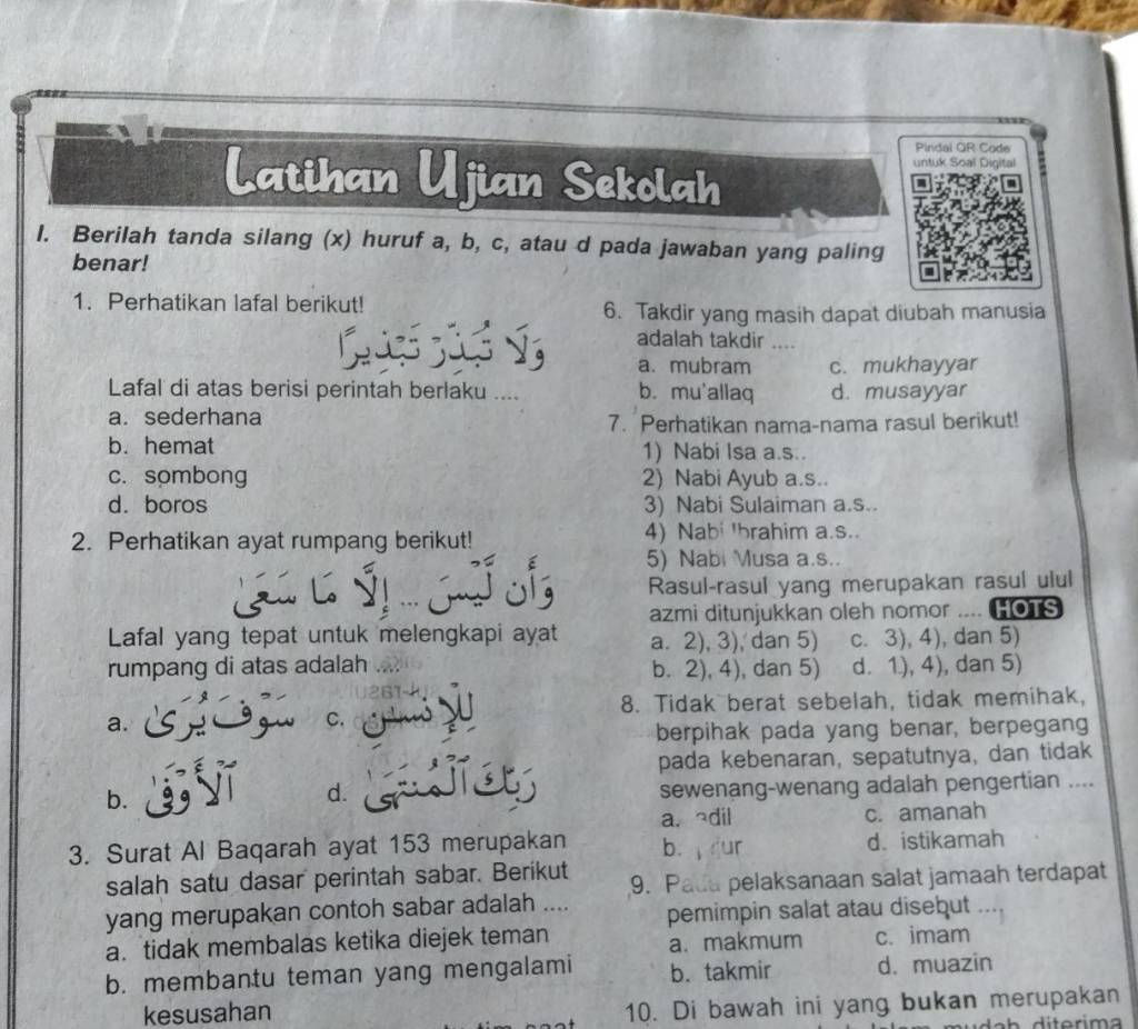 Latihan Ujjan Sekolah Berilah Tanda Silang (x) Huruf A,b,c , Atau D ...