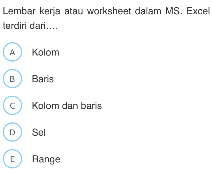 Lembar Kerja Atau Worksheet Dalam Ms. Excel Terdiri Dari.... (a) Kolom ...