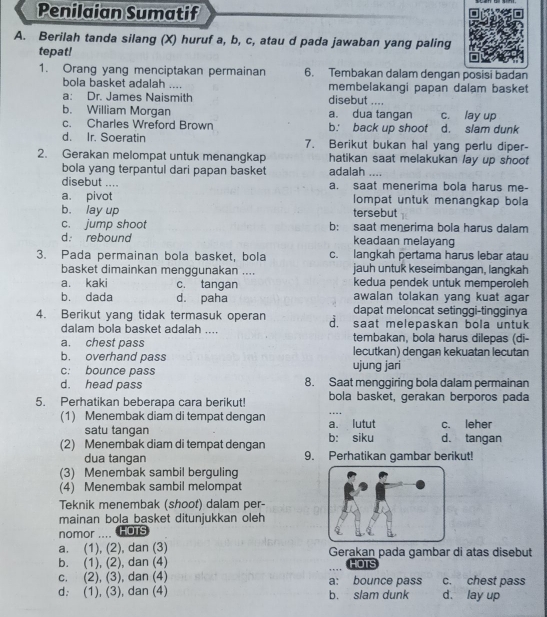 Penilaian Sumatif A. Berilah Tanda Silang (x) Huruf A,b,c , Atau D Pada ...