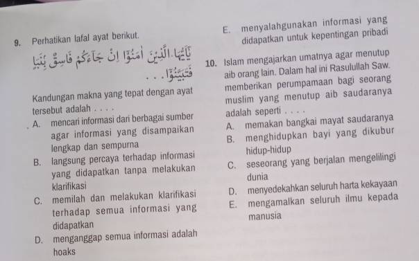 Perhatikan Lafal Ayat Berikut. Kandungan Makna Yang Tepat Dengan Ayat ...