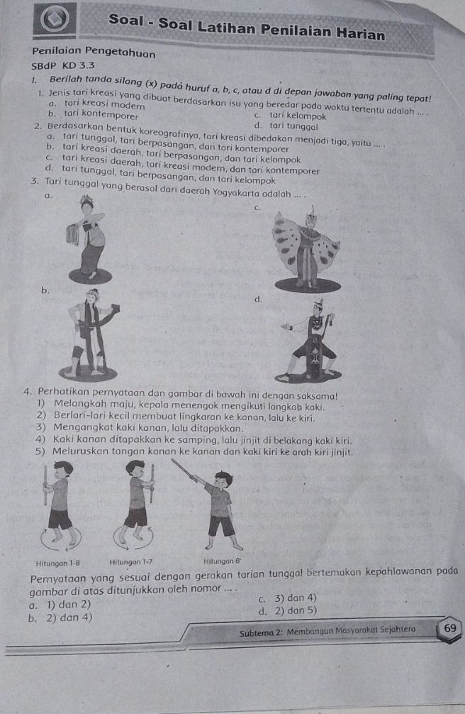 Soal - Soal Latihan Penilaian Harian Penilaian Pengetahuan Sbdp Kd 3.3 ...