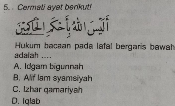 Cermati Ayat Berikut! Hukum Bacaan Pada Lafal Bergaris Bawah Adalah ...