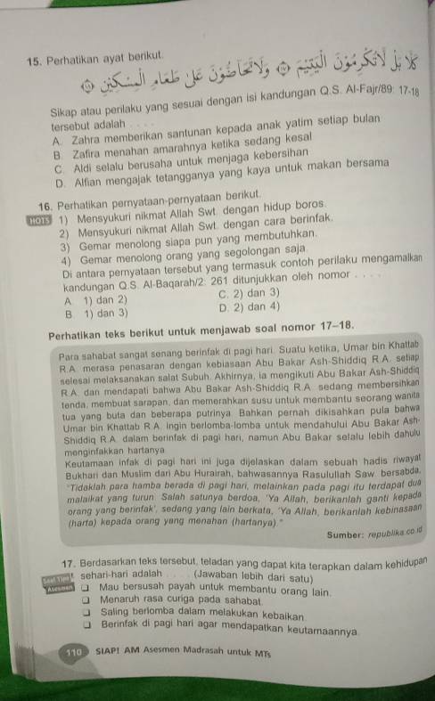 Perhatikan Ayat Berikut: Tikan Ayat Berikut Sikap Atau Perilaku Yang ...