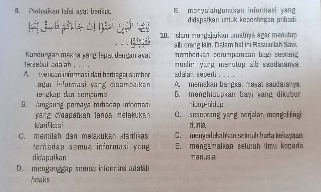 Perhatikan Lafal Ayat Berikut. . . . Kandungan Makna Yang Tepat Dengan ...