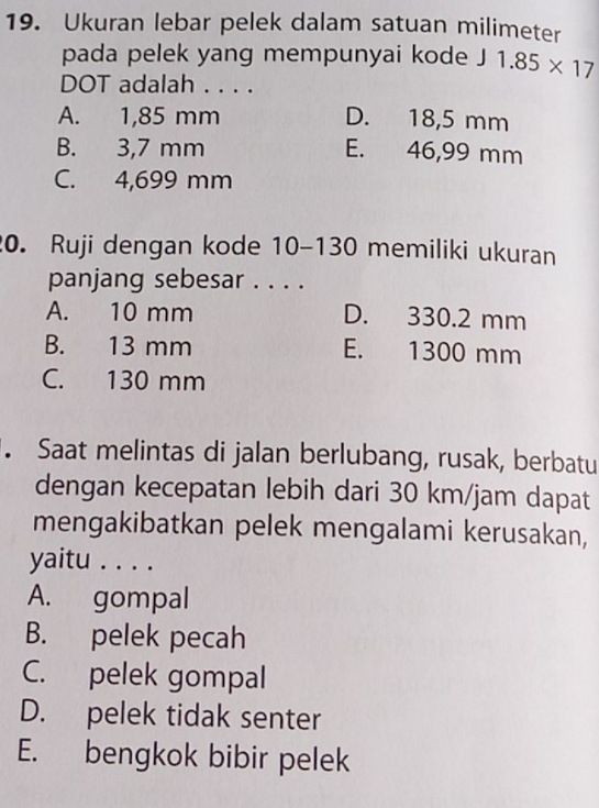 Ukuran Lebar Pelek Dalam Satuan Milimeter Pada Pelek Yang Mempunyai ...