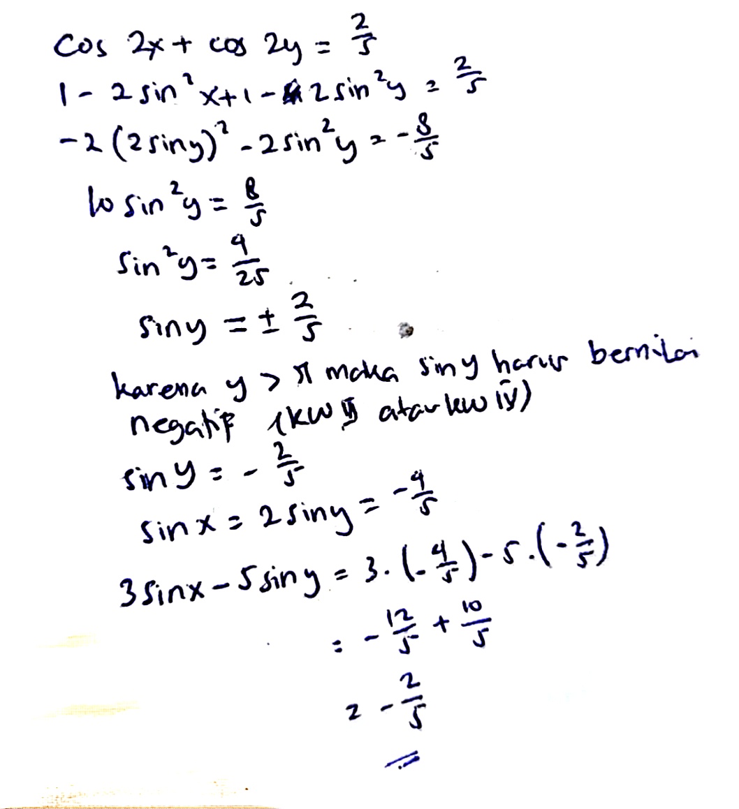  cos 2x+ co 2 - 2 sin karena sing=-3 sinx =2sir 3 sinx-5 sing 