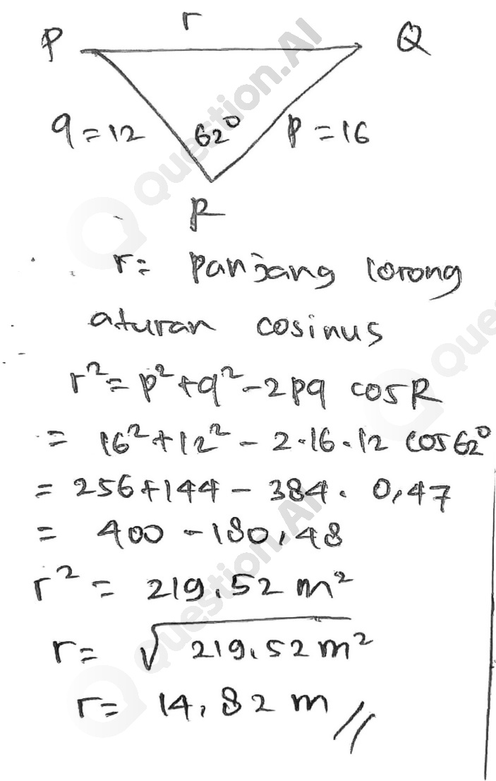  p 620 panjang C. uran cosinus pq cosp of 4. 0.47 19.52m2 r= 21g 52m2 14,82 