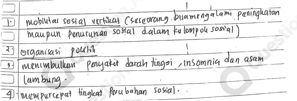  $square $ quatan $square $ $square $ __ organisasi poulth 3. asam $square $ __ Much your eyes thinghut Purubahan Sosial. 