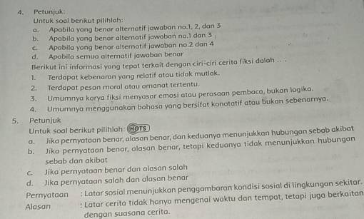 Petunjuk: Untuk Soal Berikut Pilihlah: A. Apabila Yang Benar Altematif ...