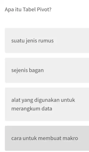 Apa itu Tabel Pivot? suatu jenis rumus sejenis bagan alat yang digunakan untuk merangkum data cara untuk membuat makro