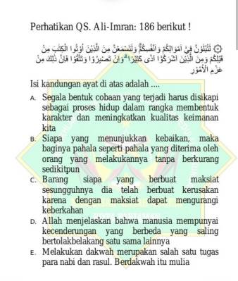 Perhatikan Qs. Ali-imran: 186 Berikut ! Isi Kandungan Ayat Di Atas ...