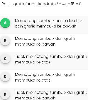 Posisi Grafik Fungsi Kuadrat X^(2)+4x+15=0 A Memotong Sumbu X Pada Dua ...