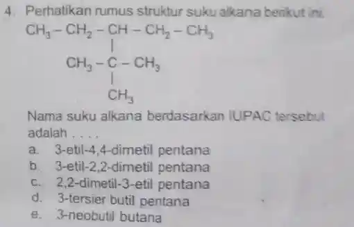 Perhatikan Rumus Struktur Suku Alkana Berikut Ini Nama Suku Alkana