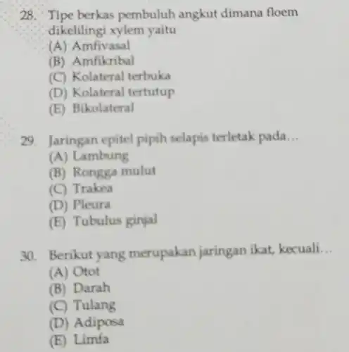 tipe berkas pembuluh angkut dimana floem dikelilingi xylemyaitu (a ...