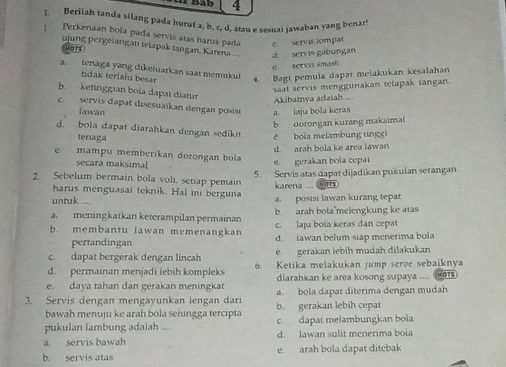 Berilah Tanda Silang Pada Huruf A,b,c,d , Atau E Sesuai Jawaban Yang ...