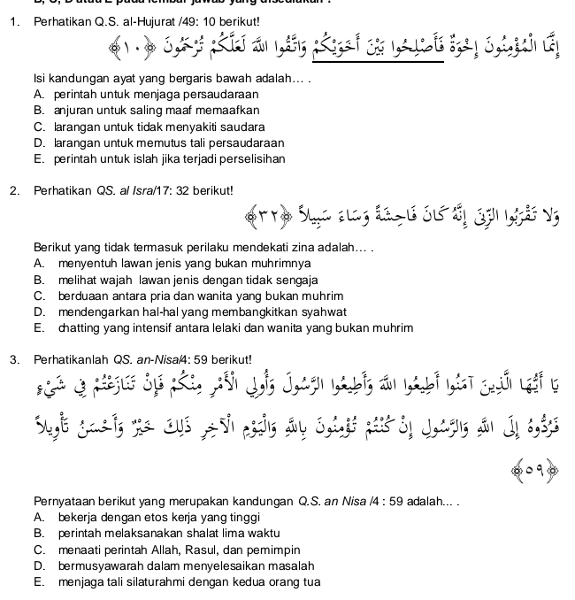 Perhatikan Q.s. Al-hujurat //49:10 Berikut! Isi Kandungan Ayat Yang ...